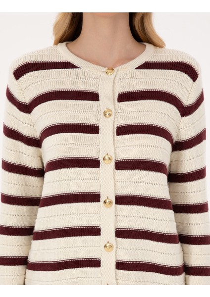 Kadın Vişne Regular Fit Triko Hırka 50310974-VR223