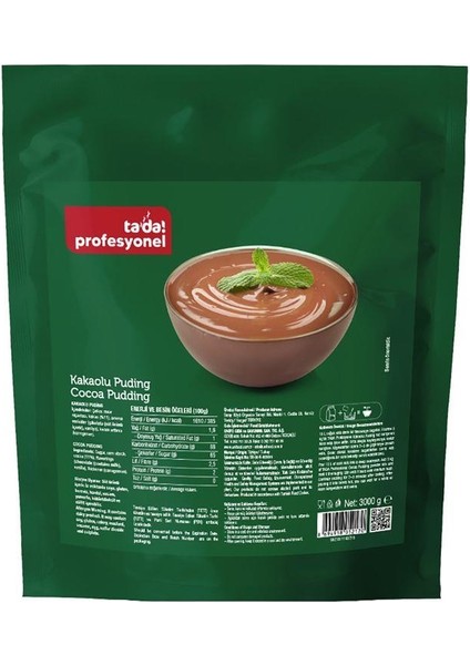 Profesyonel Kakaolu Puding 3 kg