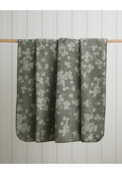 Retro Leaf Pamuklu Tek Kişilik Battaniye 150X200 cm Haki