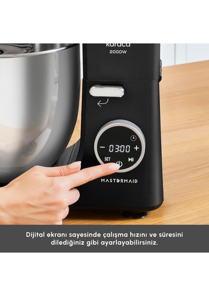 Mastermaid Chef Ultra D2000W Dijital Ekranlı Hamur Yoğurma Makinesi Black 7l fırsatları