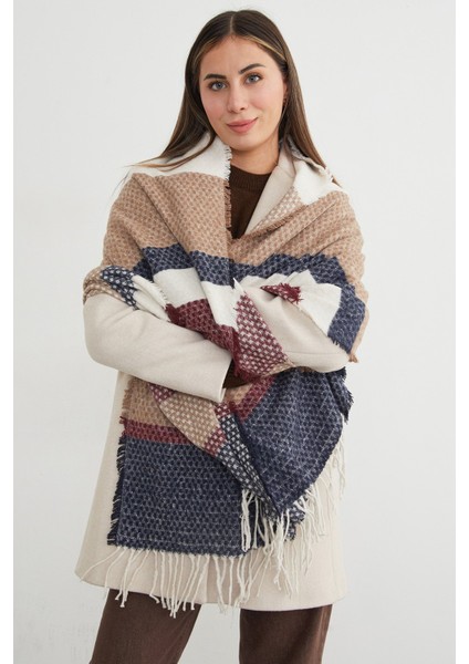Renk Bloklu Petek Desenli Şal fiyatları