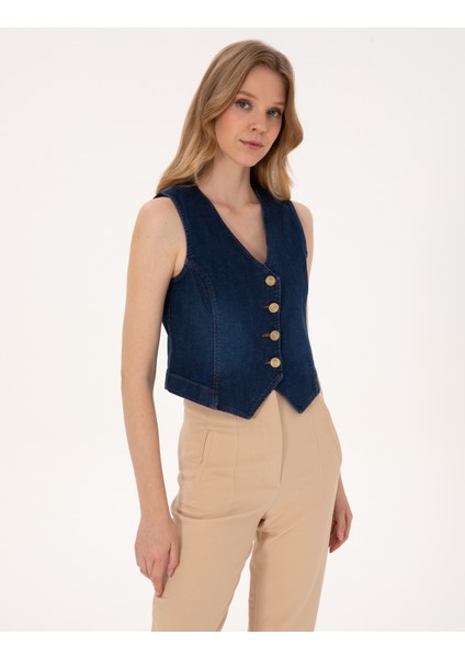 Kadın Saks Slim Fit Jean Ceket 50310552-VR032