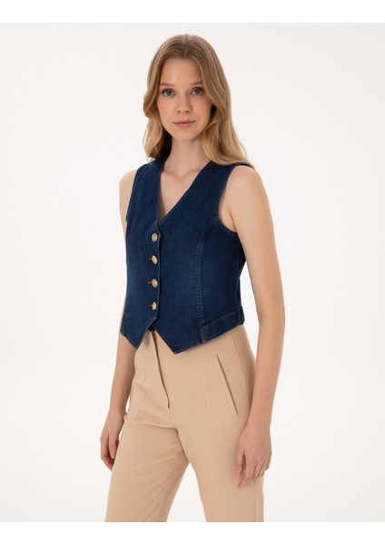 Kadın Saks Slim Fit Jean Ceket 50310552-VR032 modelleri