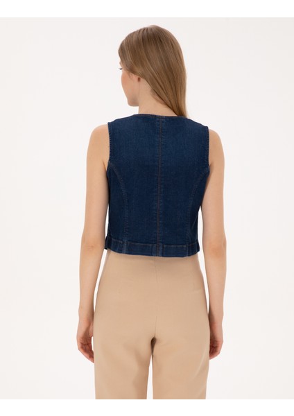 Kadın Saks Slim Fit Jean Ceket 50310552-VR032 indirimleri