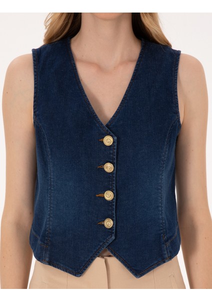 Kadın Saks Slim Fit Jean Ceket 50310552-VR032