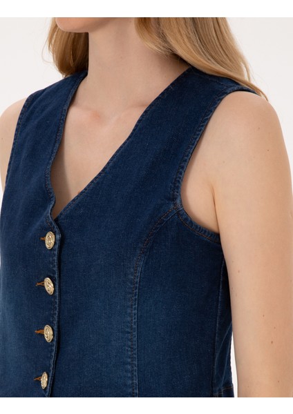 Kadın Saks Slim Fit Jean Ceket 50310552-VR032