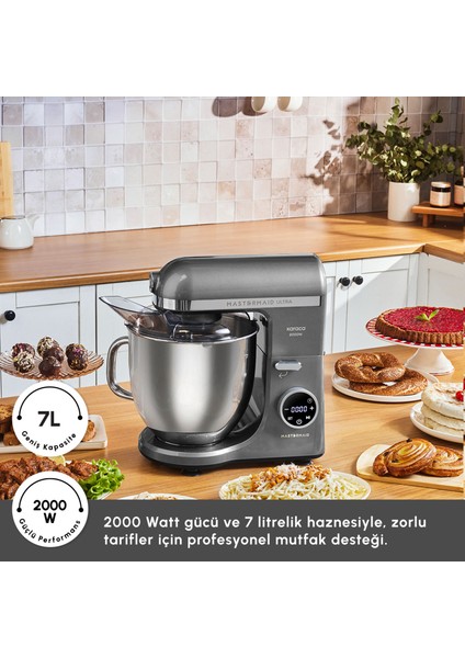 Mastermaid Chef Ultra D2000W Dijital Ekranlı Hamur Yoğurma Makinesi Shadow Gray 7l fırsatları