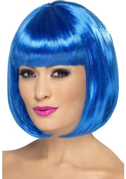 Mavi Renk Parti Peruğu Kısa Küt Saç (5148)