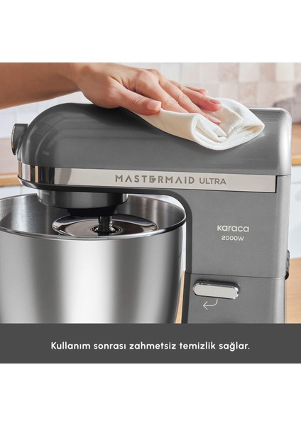 Mastermaid Chef Ultra D2000W Dijital Ekranlı Hamur Yoğurma Makinesi Shadow Gray 7l