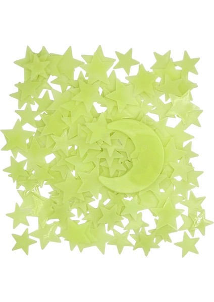 Karanlıkta Parlayan Fosforlu Ay ve Yıldız Tasarımlı Dekoratif (50 Adet Yıldız)