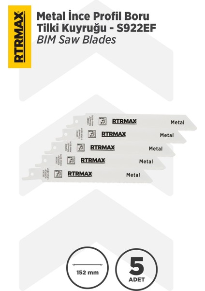 RH17668 Metal İnce Profil Boru Tilki Kuyruğu - S922EF Model 152 mm - 5 Adet modelleri