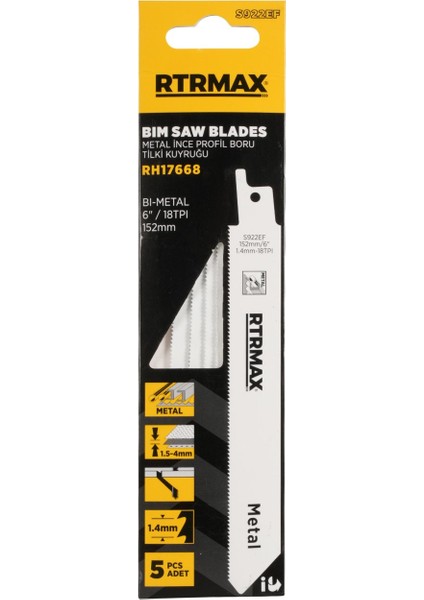 RH17668 Metal İnce Profil Boru Tilki Kuyruğu - S922EF Model 152 mm - 5 Adet indirimleri