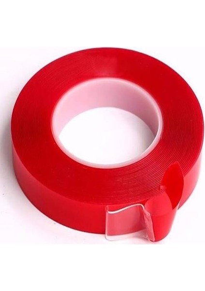 ÇİFT TARAFLI BANT 10MM X 5MT KIRMIZI ŞEFFAF