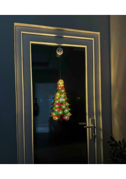 45 cm Vantuzlu Pvc Vinil Yılbaşı Çam Ağacı | Cama Yapışan LED Işıklı Noel Dekoru fiyatları