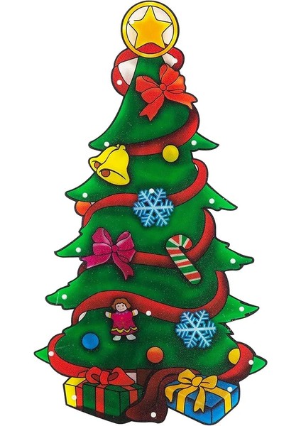 45 cm Vantuzlu Pvc Vinil Yılbaşı Çam Ağacı | Cama Yapışan LED Işıklı Noel Dekoru modelleri