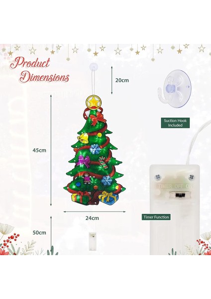 45 cm Vantuzlu Pvc Vinil Yılbaşı Çam Ağacı | Cama Yapışan LED Işıklı Noel Dekoru fırsatları