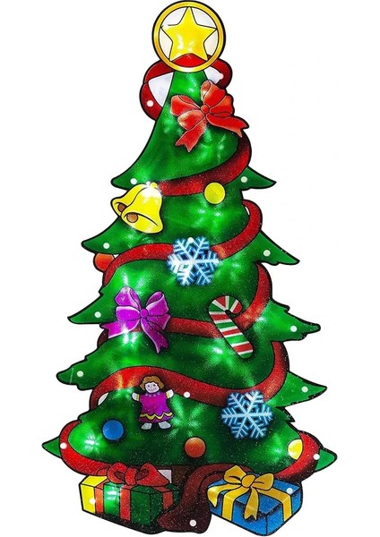 45 cm Vantuzlu Pvc Vinil Yılbaşı Çam Ağacı | Cama Yapışan LED Işıklı Noel Dekoru indirimleri