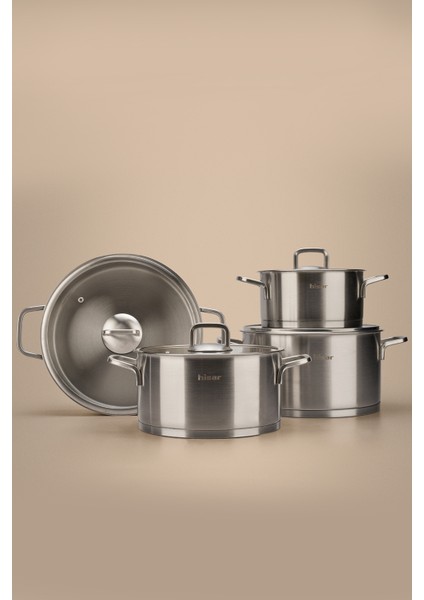 Lusso 8 Parça Çelik Tencere Seti Saten