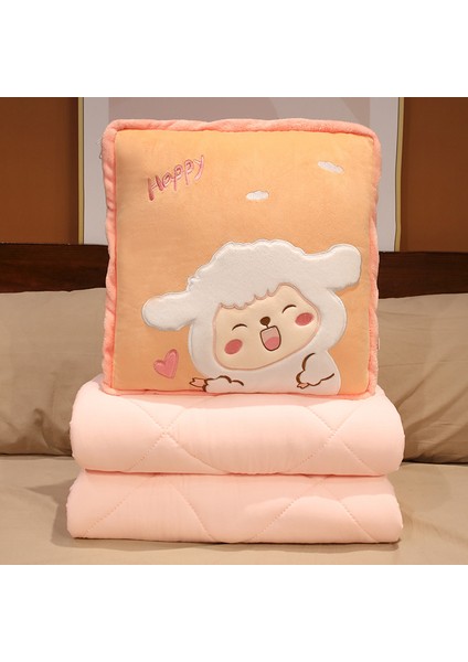 Karikatür Yastık Yorgan Çift Amaçlı 2'si 1 Arada Araba Sevimli Katlanır Klima Ofis Için Kalınlaşmış Araba Yastığı (Yurt Dışından)