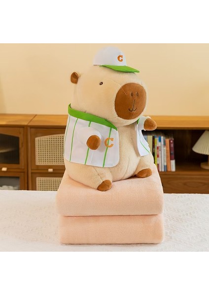 Karikatür Kapibara Yastık Battaniye 2'si 7 Arada Capibala Yastık Klima Çift Amaçlı Çocuk Uyuklayan Battaniye (Yurt Dışından)