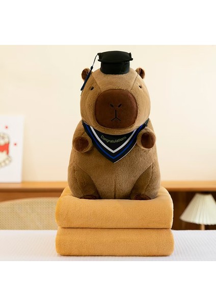 Karikatür Kapibara Yastık Battaniye 2'si 10 Arada Capibala Yastık Klima Çift Amaçlı Çocuk Uyuklayan Battaniye (Yurt Dışından)