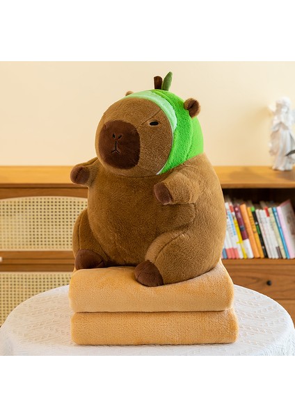 Karikatür Kapibara Yastık Battaniye 2'si 4 Arada Capibala Yastık Klima Çift Amaçlı Çocuk Uyuklayan Battaniye (Yurt Dışından)