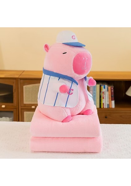 Karikatür Kapibara Yastık Battaniye 2'si 6 Arada Capibala Yastık Klima Çift Amaçlı Çocuk Uyuklayan Battaniye (Yurt Dışından)