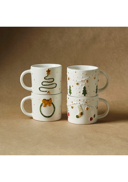 New Year Yılbaşı Bliss 4 Kişilik Kahve Fincan Takımı 100 ml