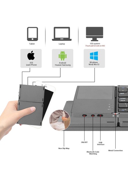 Bilgisayar için Taşınabilir Katlanır Kablosuz Klavye modelleri