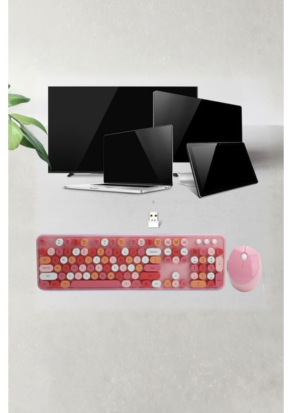 Bilgisayar için Sevimli Pembe Klavye Mouse Seti