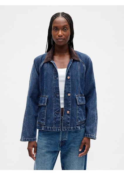 Kadın Lacivert Ultrasoft Denim Swing Chore Ceket
