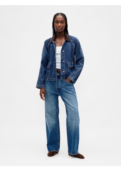 Kadın Lacivert Ultrasoft Denim Swing Chore Ceket