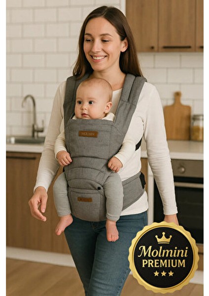 Loft Oturaklı Kanguru Gri Keten Malzeme ile 6-18 Ay Bebekler İçin Tasarlandı indirimleri