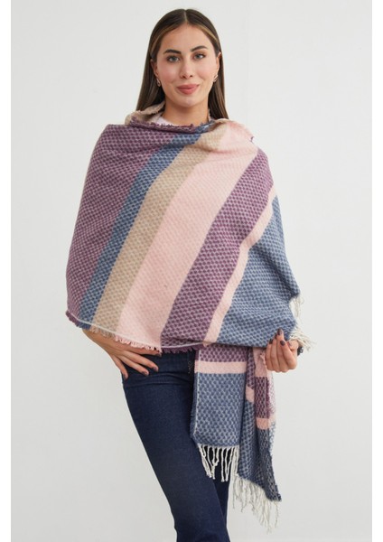 Renk Bloklu Petek Desenli Şal fiyatları