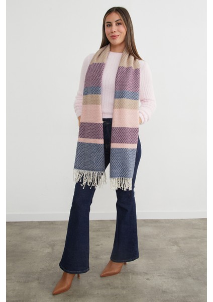 Renk Bloklu Petek Desenli Şal modelleri