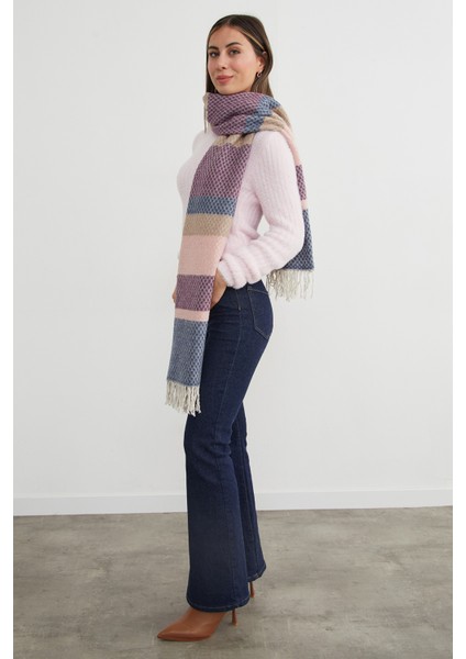 Renk Bloklu Petek Desenli Şal indirimleri