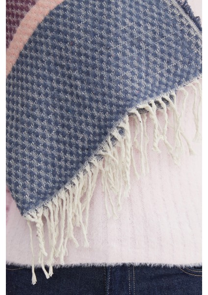 Renk Bloklu Petek Desenli Şal