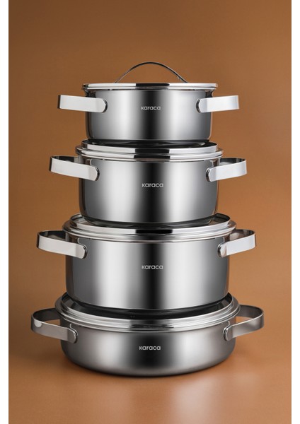 Power Steel 316+ 3ply Discovery Indüksiyon Tabanlı 8 Parça Çelik Tencere Seti