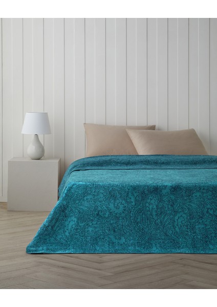 Paisley Dream Pamuklu Çift Kişilik Battaniye 200X220 cm Koyu Yeşil