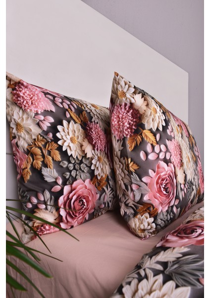 3D Çiçek Desenli Çift Kişilik Nevresim Takımı %100 Pamuk fiyatları