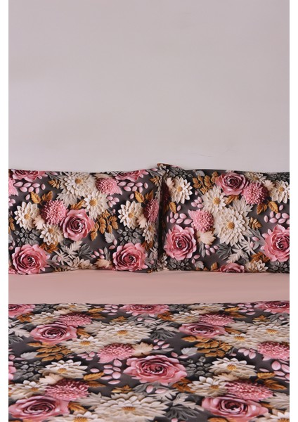 3D Çiçek Desenli Çift Kişilik Nevresim Takımı %100 Pamuk modelleri