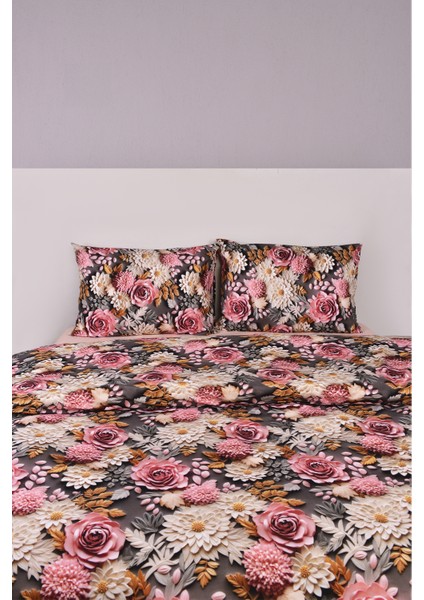 3D Çiçek Desenli Çift Kişilik Nevresim Takımı %100 Pamuk fırsatları