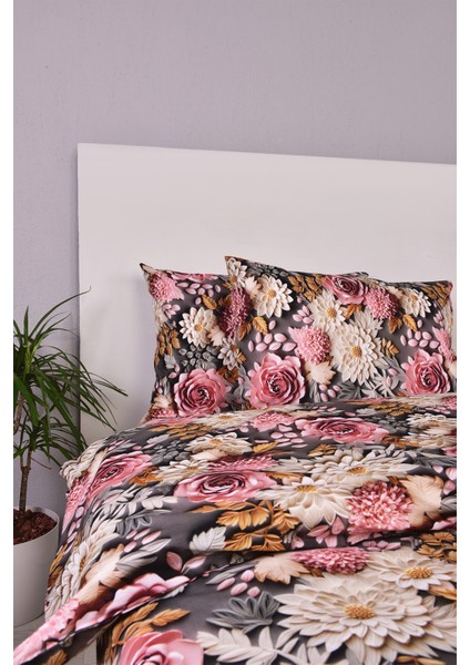 3D Çiçek Desenli Çift Kişilik Nevresim Takımı %100 Pamuk indirimleri