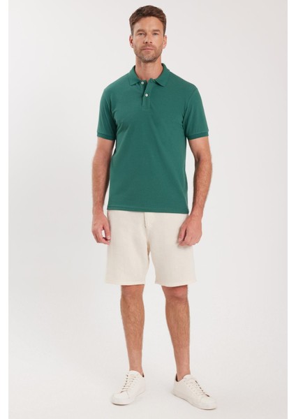Erkek Slim Fit Dar Kesim Pamuklu Yumuşak Dokulu Serin Tutan Kumaş Düz Pike Yeşil Polo Yaka Tişört fırsatları