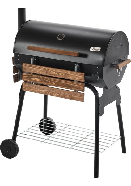 Grillord‑75 Kömürlü Barbekü (2 Adet Döküm Izgaralı) + Hediye Seti (Önlük + Kılıf + 2×2 kg Kömür)