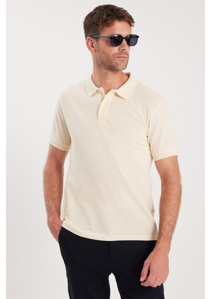 Erkek Slim Fit Dar Kesim Pamuklu Yumuşak Dokulu Serin Tutan Kumaş Düz Pike Polo Yaka Tişört