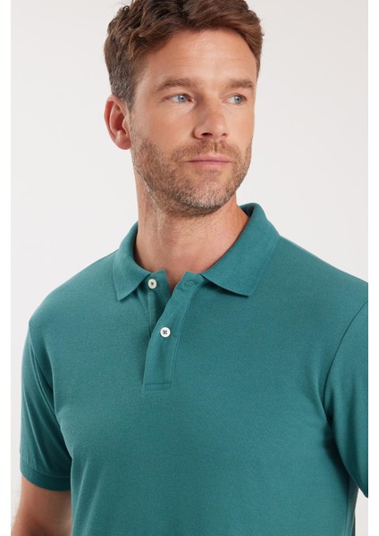 Erkek Slim Fit Dar Kesim Pamuklu Yumuşak Dokulu Serin Tutan Kumaş Düz Pike Yeşil Polo Yaka Tişört fiyatları