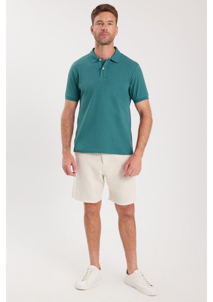 Erkek Slim Fit Dar Kesim Pamuklu Yumuşak Dokulu Serin Tutan Kumaş Düz Pike Yeşil Polo Yaka Tişört fırsatları