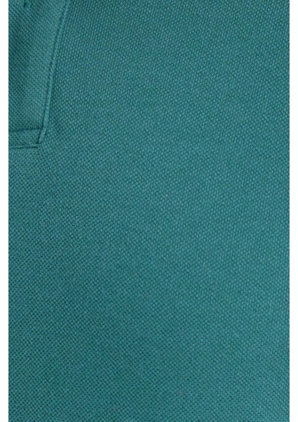 Erkek Slim Fit Dar Kesim Pamuklu Yumuşak Dokulu Serin Tutan Kumaş Düz Pike Yeşil Polo Yaka Tişört