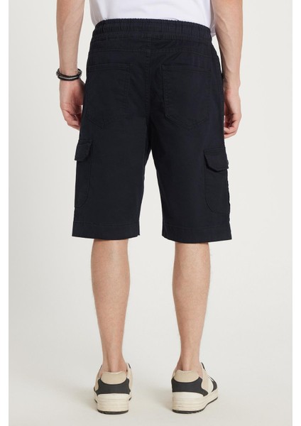 Erkek Relax Fit Rahat Kesim %100 Pamuk Kargo Cep Lacivert Kapri Şort indirimleri